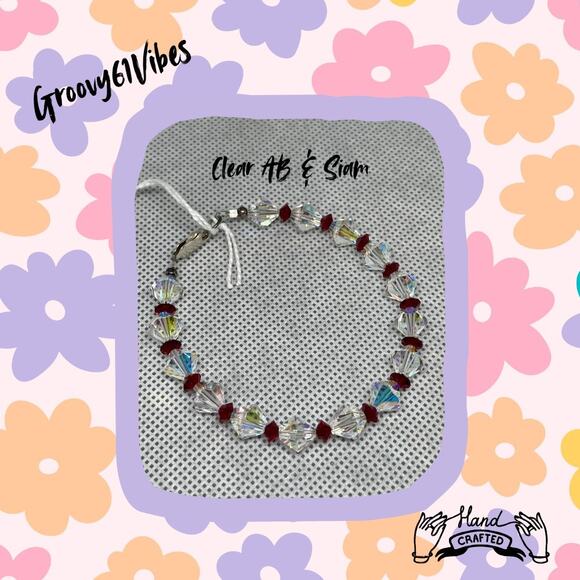 Crystal AB and Red - Handcrafted Austrian Crystal Beads Bracelet Jewelry - Picture 1 of 5